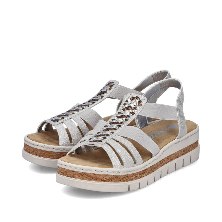 Rieker V4918-90 Ladies' Sandals-Silver