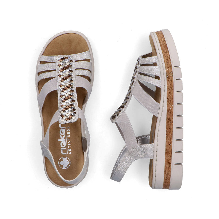Rieker V4918-90 Ladies' Sandals-Silver