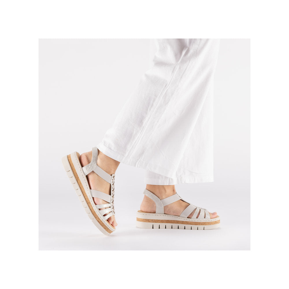 Rieker V4918-90 Ladies' Sandals-Silver