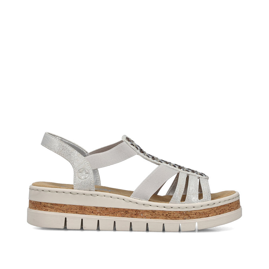 Rieker V4918-90 Ladies' Sandals-Silver