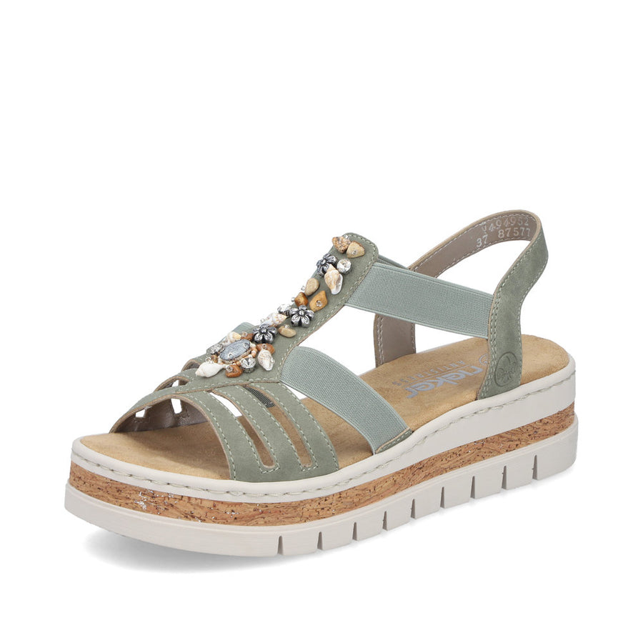 Rieker V4949-52 Ladies' Sandals-Sage