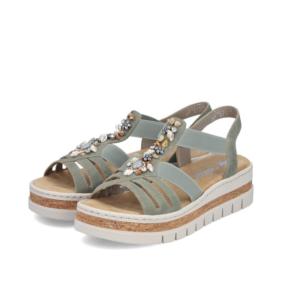 Rieker V4949-52 Ladies' Sandals-Sage