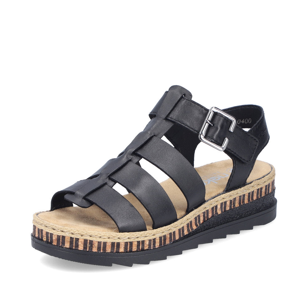 Rieker V7904-00 Ladies Sandals-Black