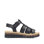 Rieker V7904-00 Ladies Sandals-Black