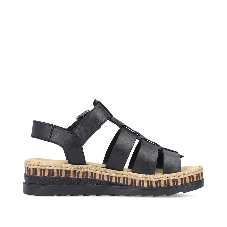 Rieker V7904-00 Ladies Sandals-Black