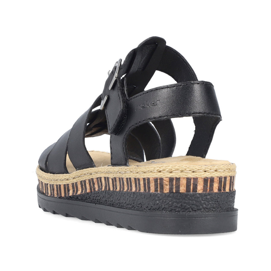 Rieker V7904-00 Ladies Sandals-Black