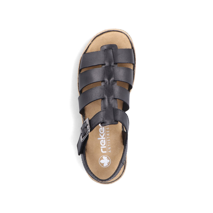 Rieker V7904-00 Ladies Sandals-Black