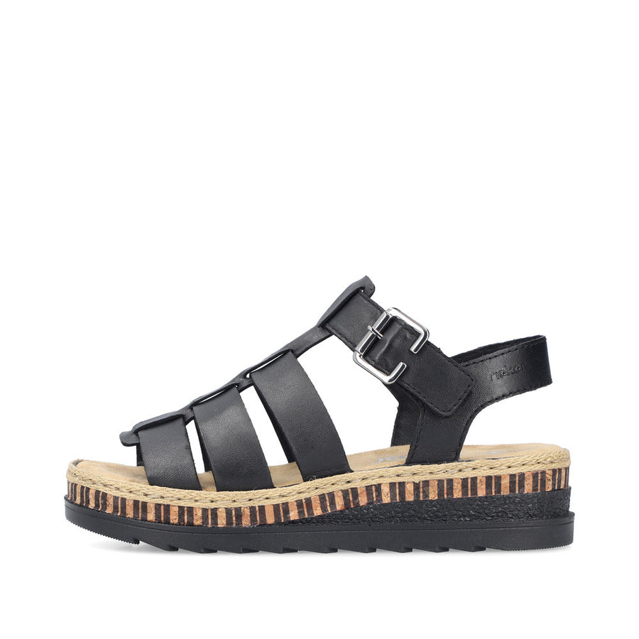 Rieker V7904-00 Ladies Sandals-Black