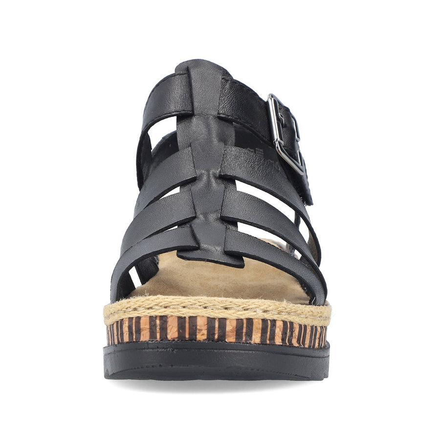Rieker V7904-00 Ladies Sandals-Black