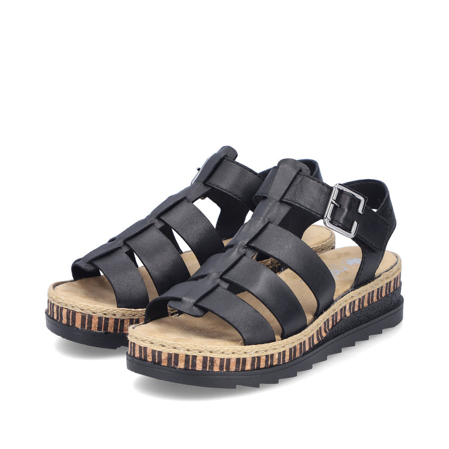 Rieker V7904-00 Ladies Sandals-Black