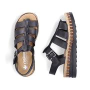 Rieker V7904-00 Ladies Sandals-Black