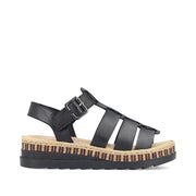 Rieker V7904-00 Ladies Sandals-Black