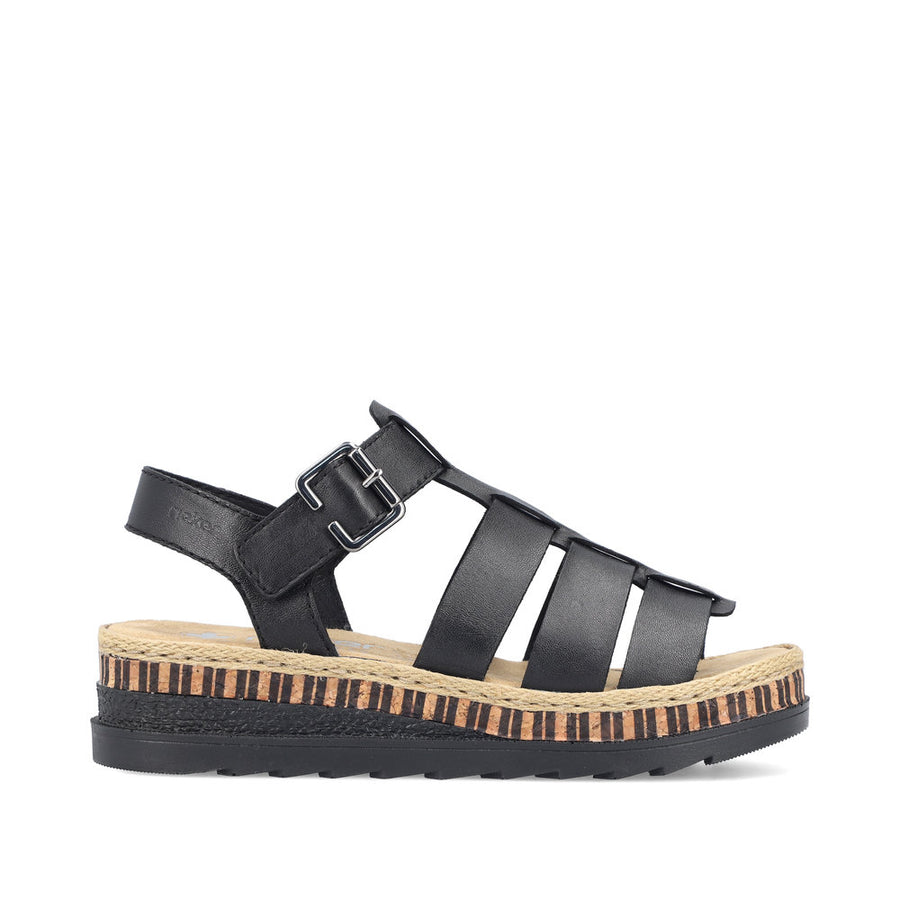 Rieker V7904-00 Ladies Sandals-Black