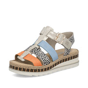 Rieker V7904-90 Ladies Sandals-Gold Multi