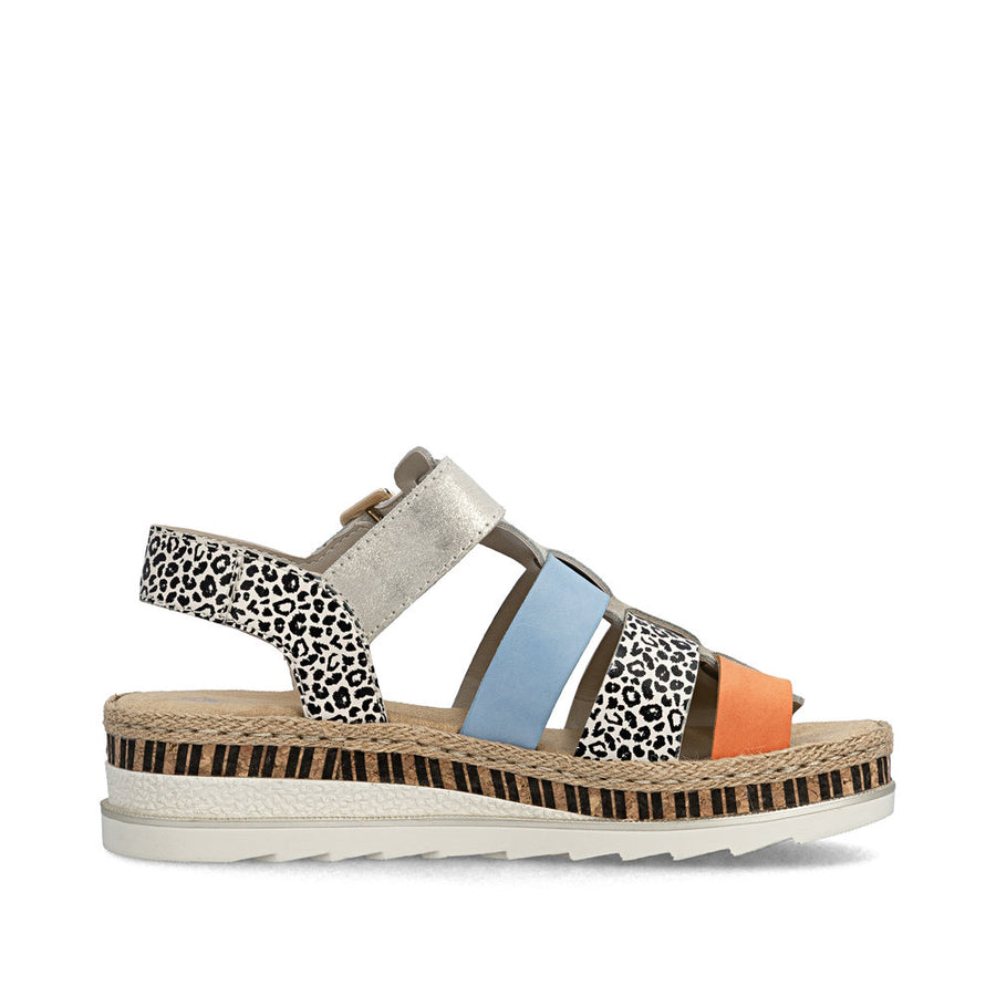 Rieker V7904-90 Ladies Sandals-Gold Multi