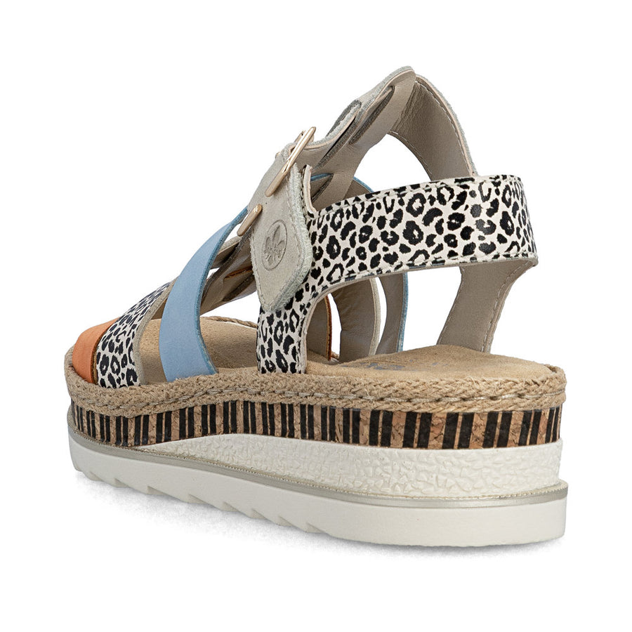 Rieker V7904-90 Ladies Sandals-Gold Multi