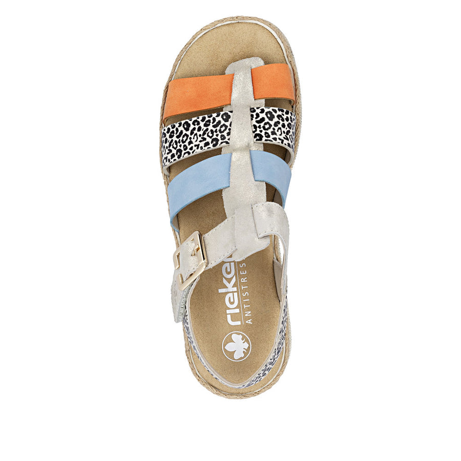 Rieker V7904-90 Ladies Sandals-Gold Multi