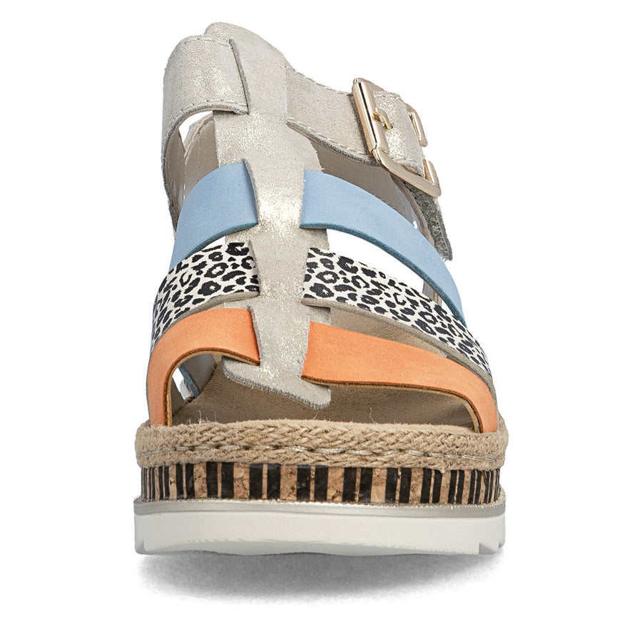 Rieker V7904-90 Ladies Sandals-Gold Multi