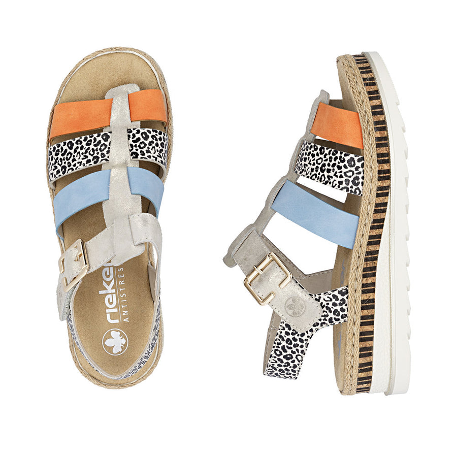 Rieker V7904-90 Ladies Sandals-Gold Multi
