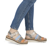 Rieker V7904-90 Ladies Sandals-Gold Multi