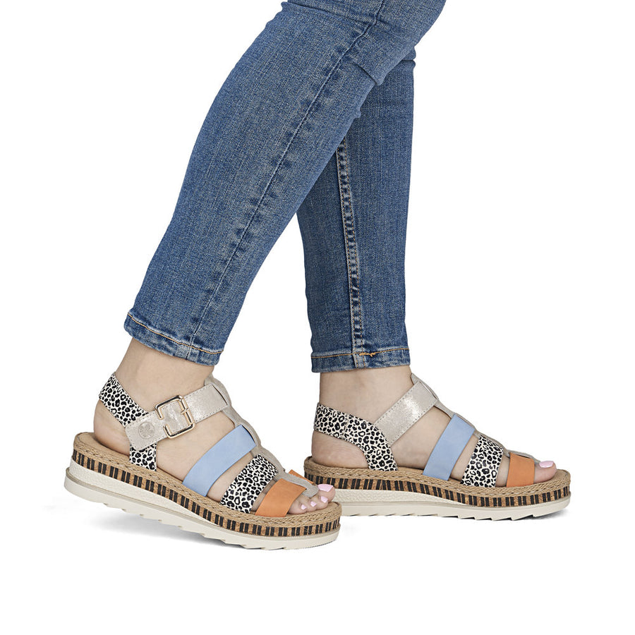 Rieker V7904-90 Ladies Sandals-Gold Multi