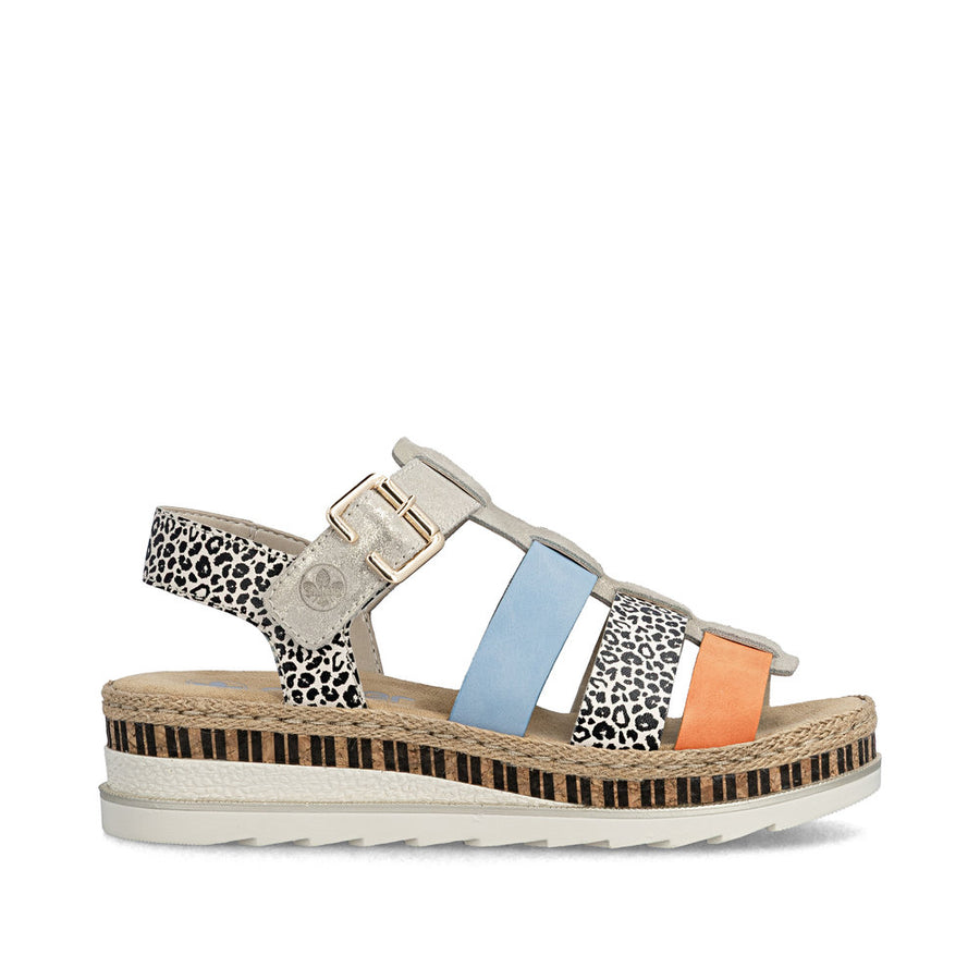 Rieker V7904-90 Ladies Sandals-Gold Multi