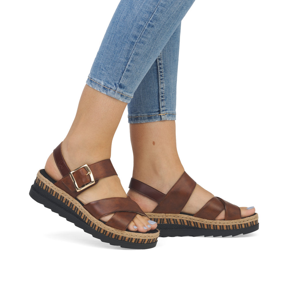 Rieker V7951 Ladies Sandals-Brown