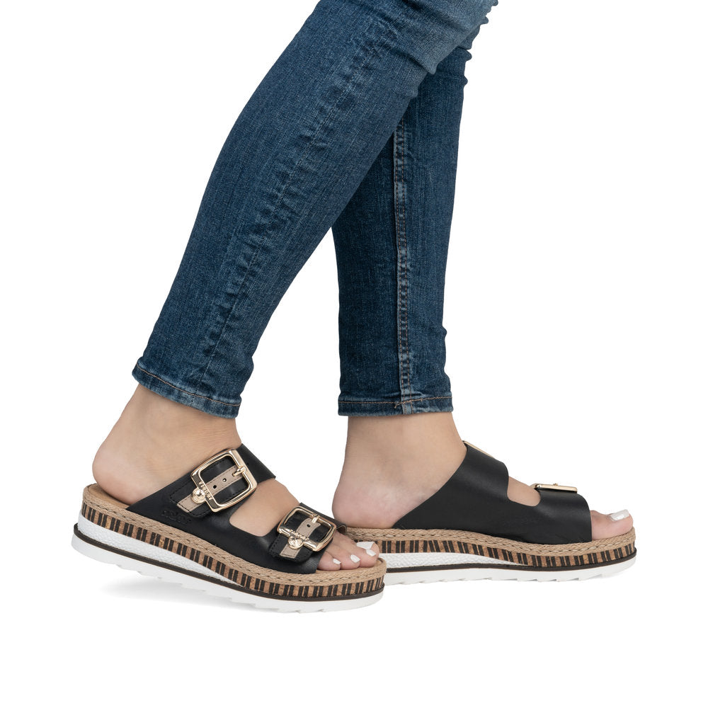 Rieker V7955 Ladies Sandals-Black