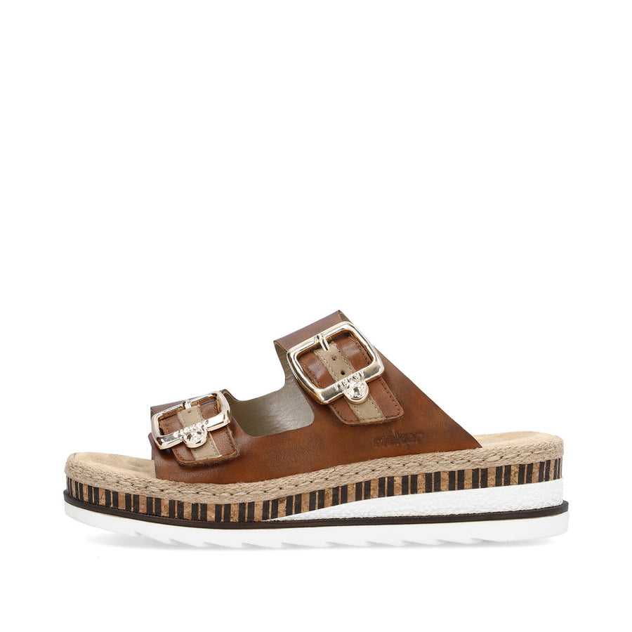 Rieker V7955 Ladies Sandals-Brown