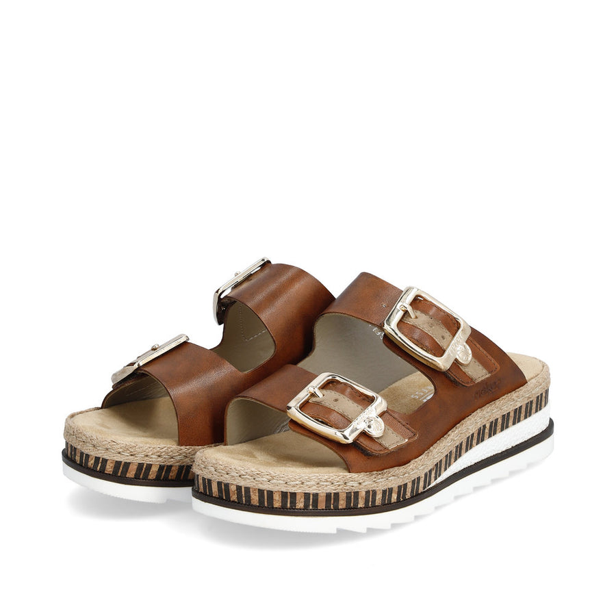 Rieker V7955 Ladies Sandals-Brown