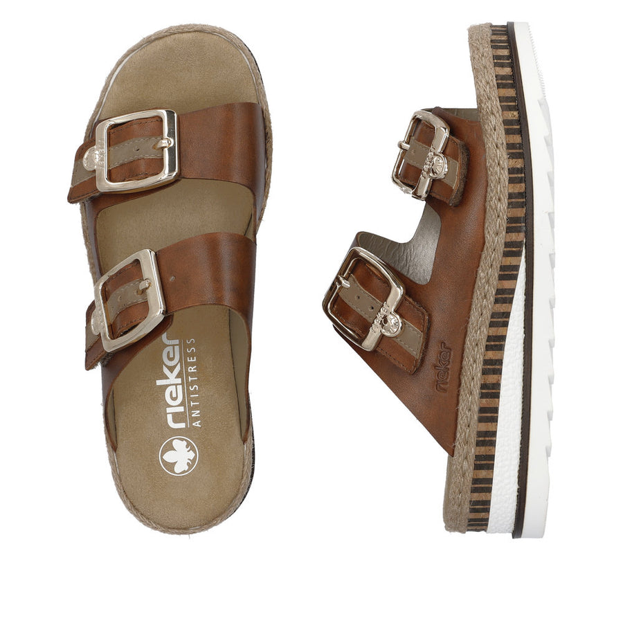 Rieker V7955 Ladies Sandals-Brown