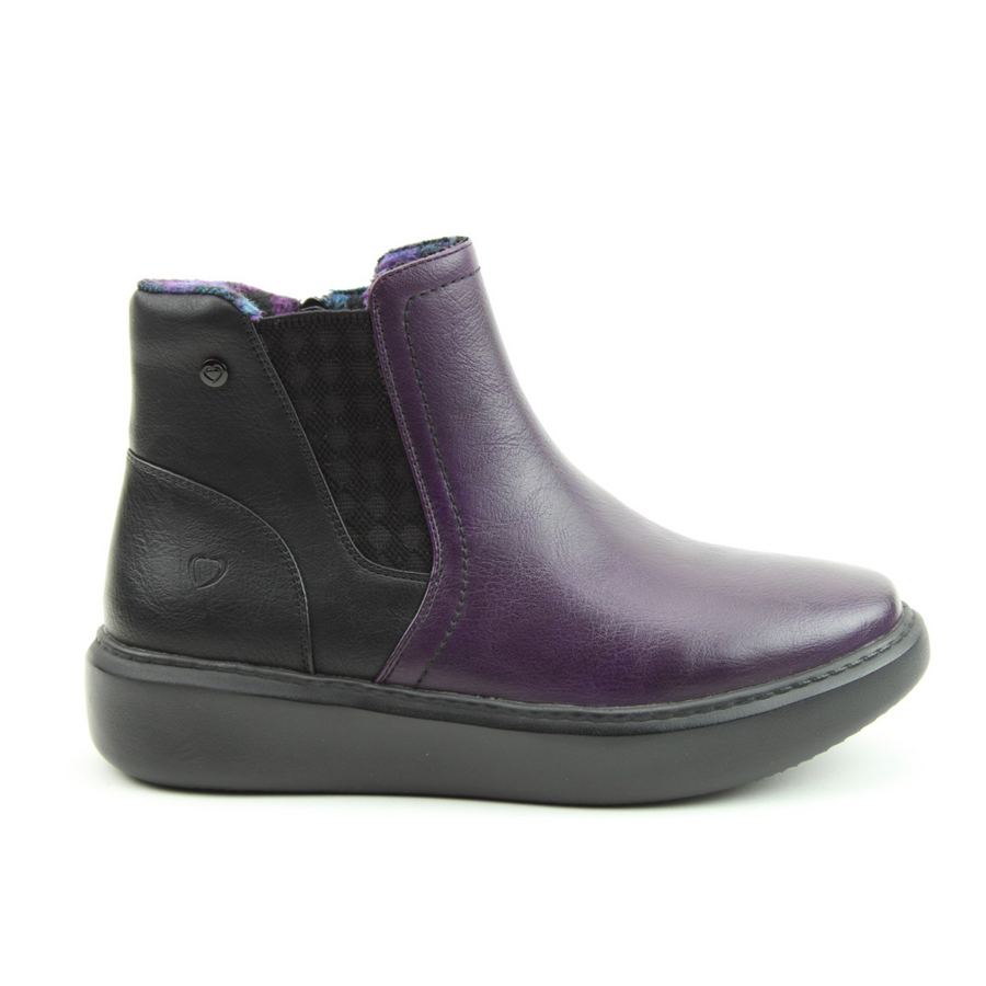 Heavenly Feet Posie Ankle Boot-BLACK/PURPLE