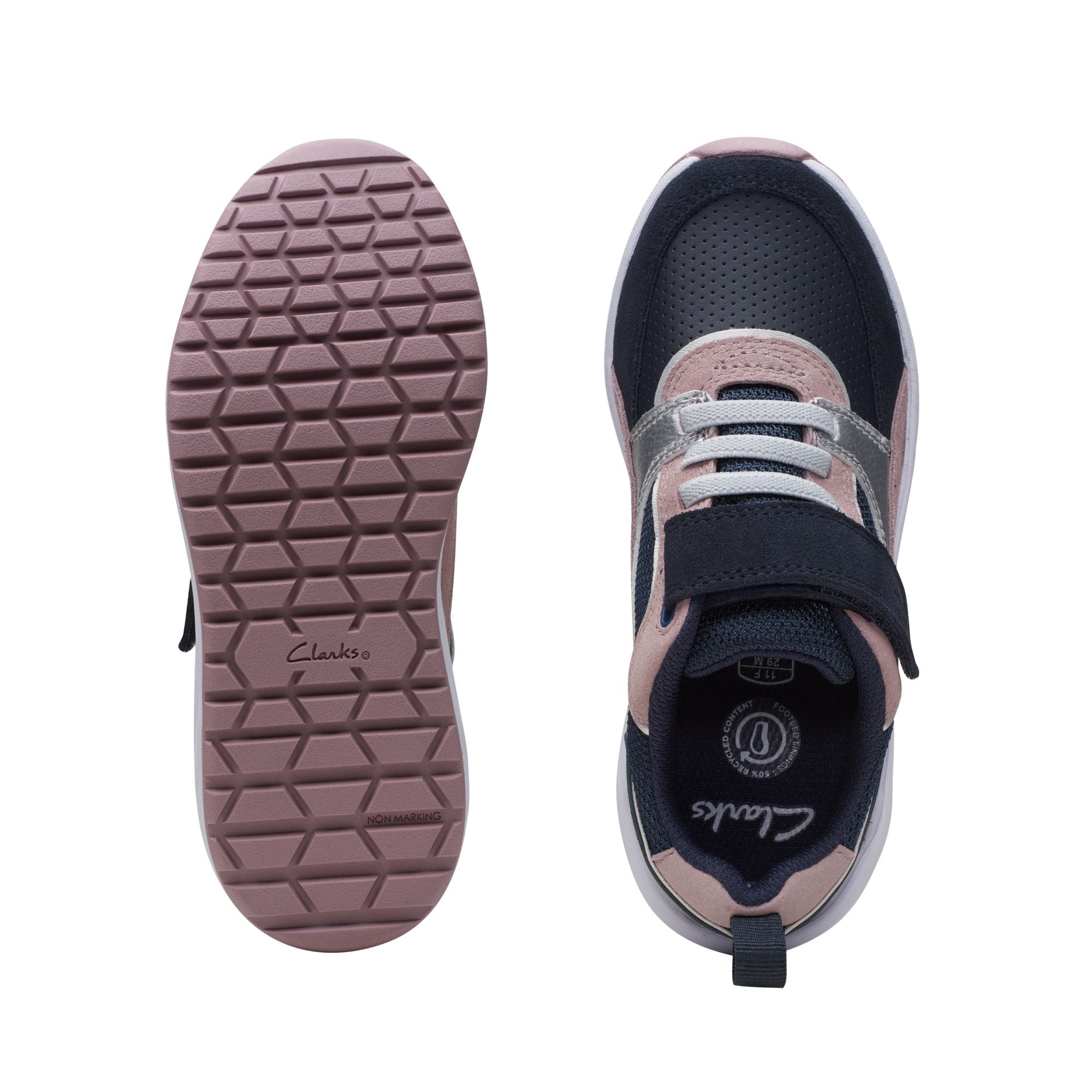 Clarks Aeon Run K Trainer-Pink Combi F