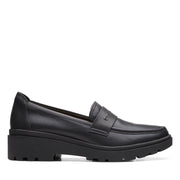 Clarks Calla Ease Shoe-Black Lea D