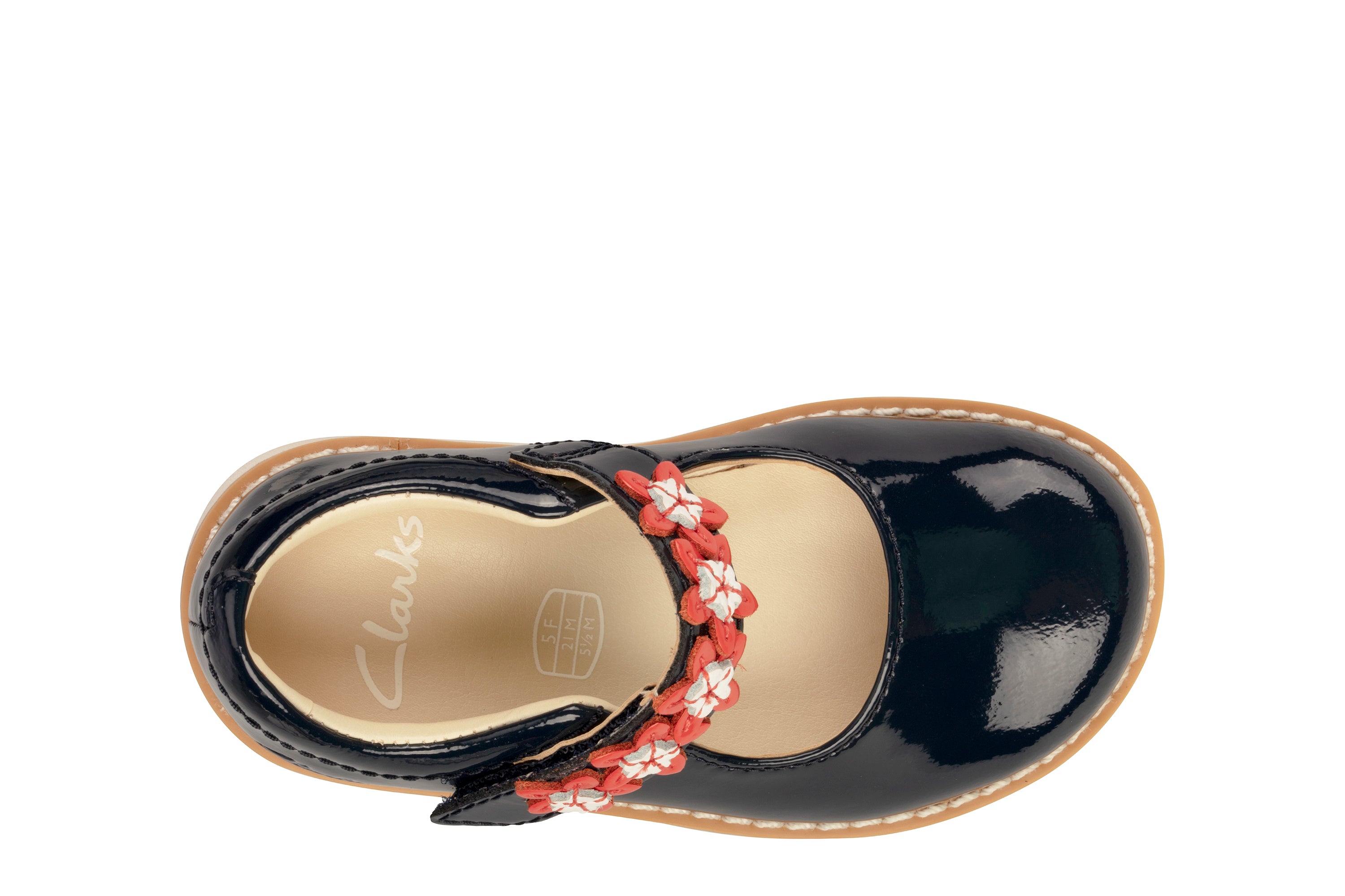 Clarks Crown Petal T Shoes-Navy Pat F