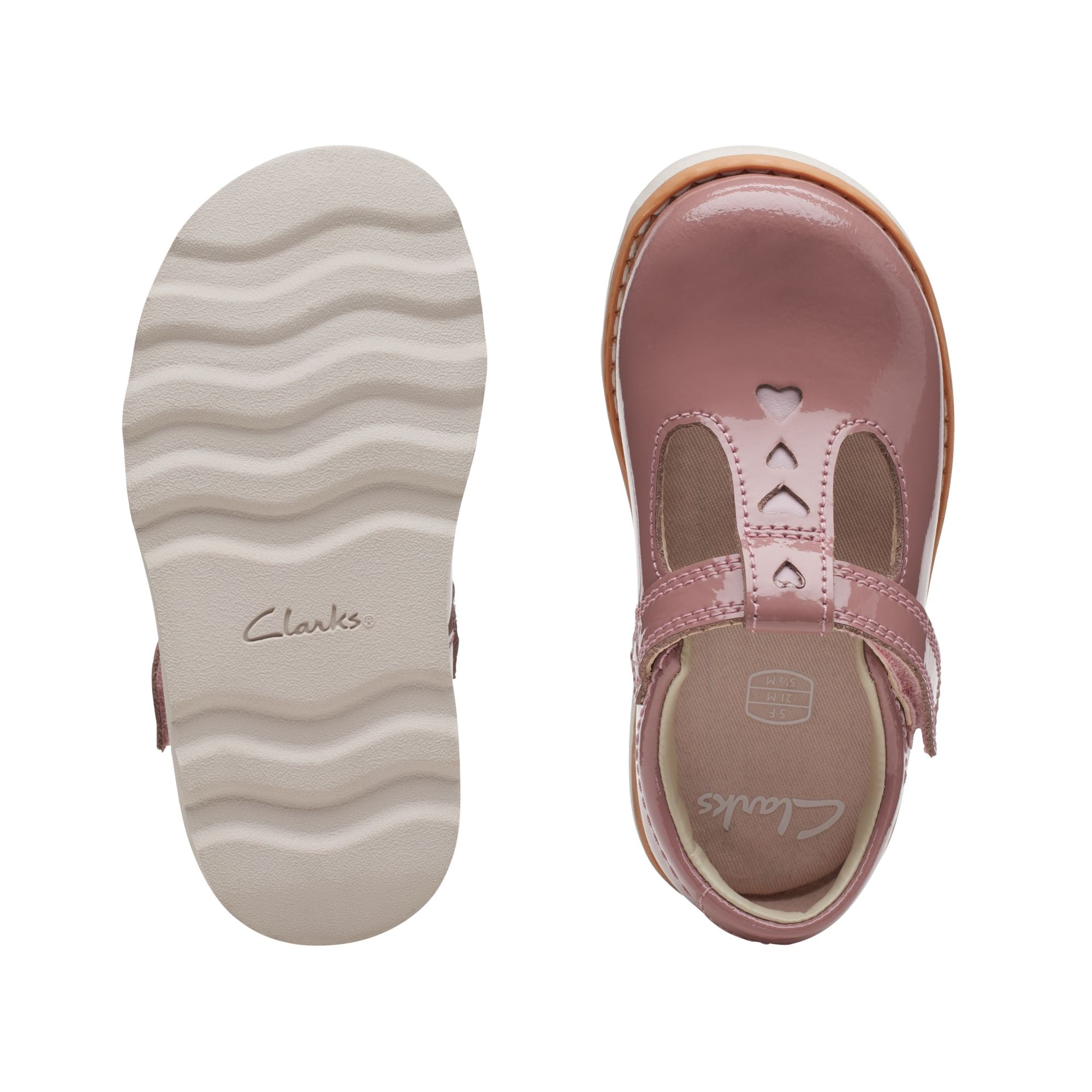 Clarks Crown Teen T Shoes-Dusty Pink F