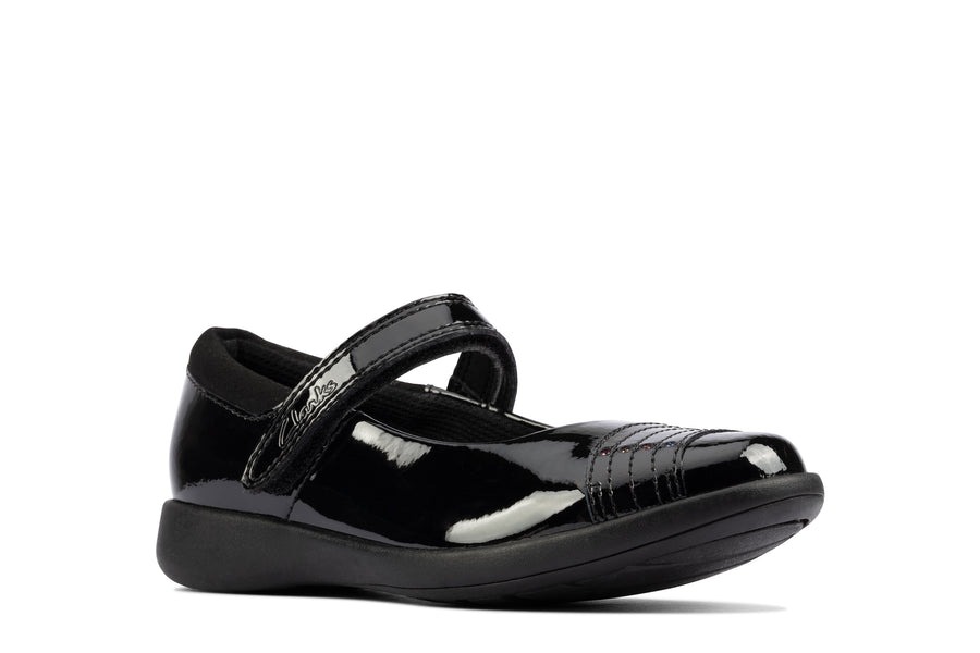 Clarks Etch Beam K Shoe-Black Pat F