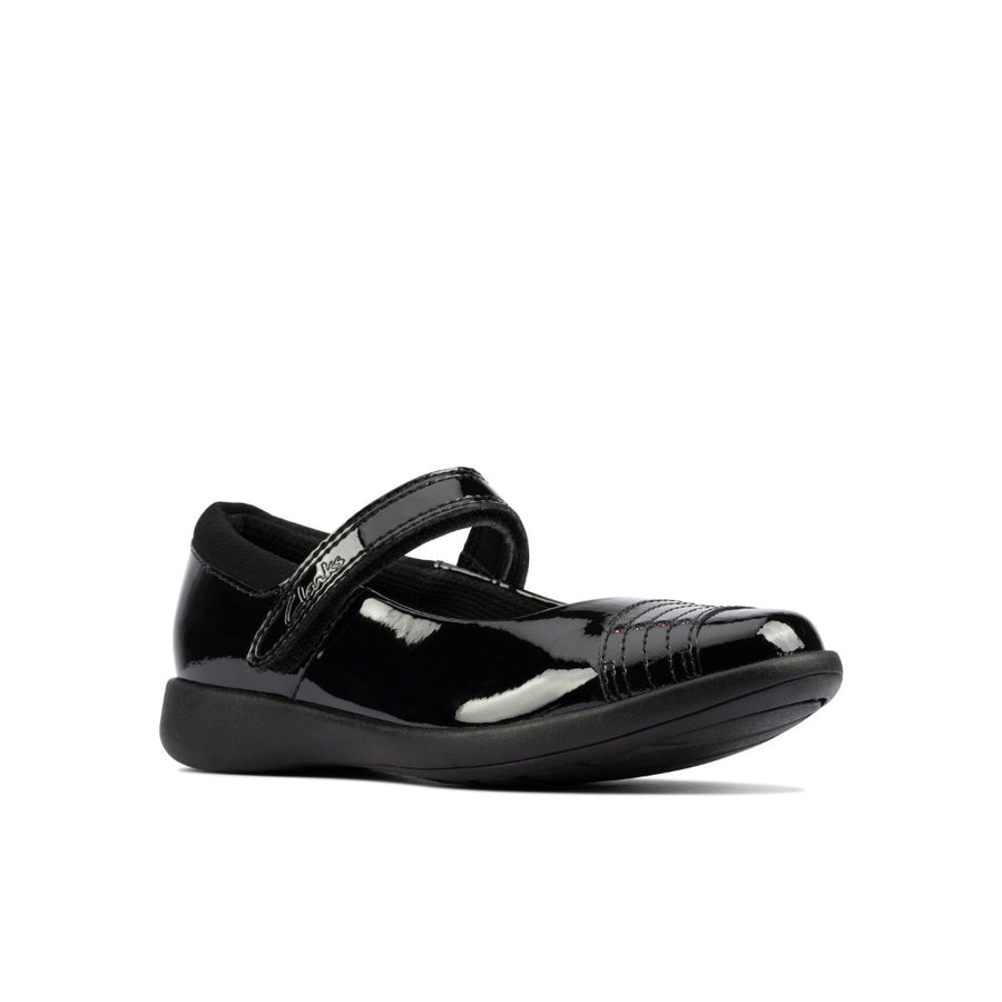Clarks Etch Beam K Shoe-Black Pat F