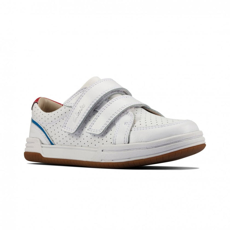 Clarks Fawn Solo T-4 Shoes-White Lea F