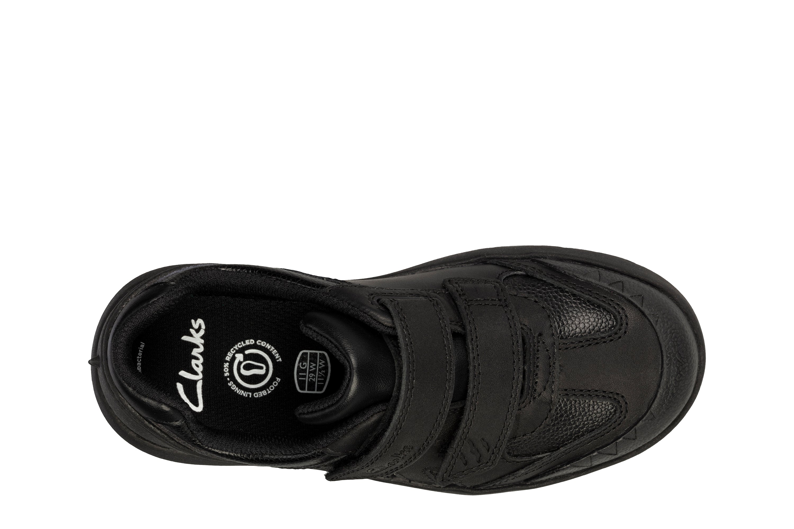 Clarks Rex Stride T Shoe-Black Lea G