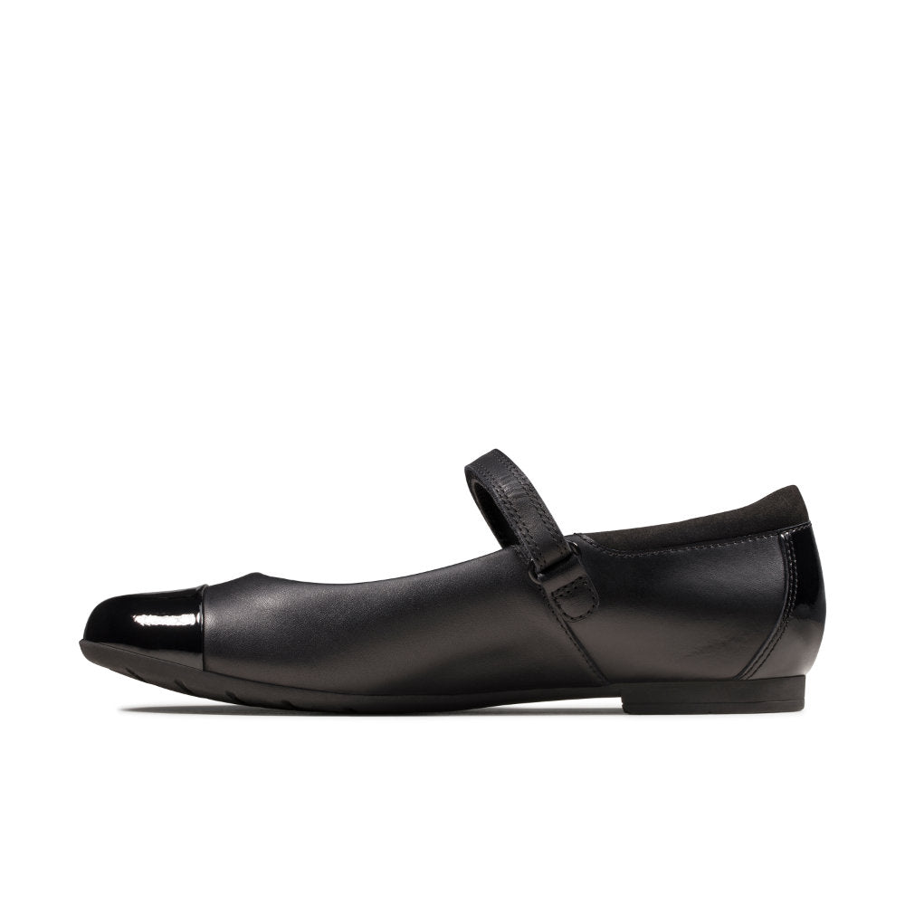 Clarks Scala Gem Y Shoes-Black Lea F
