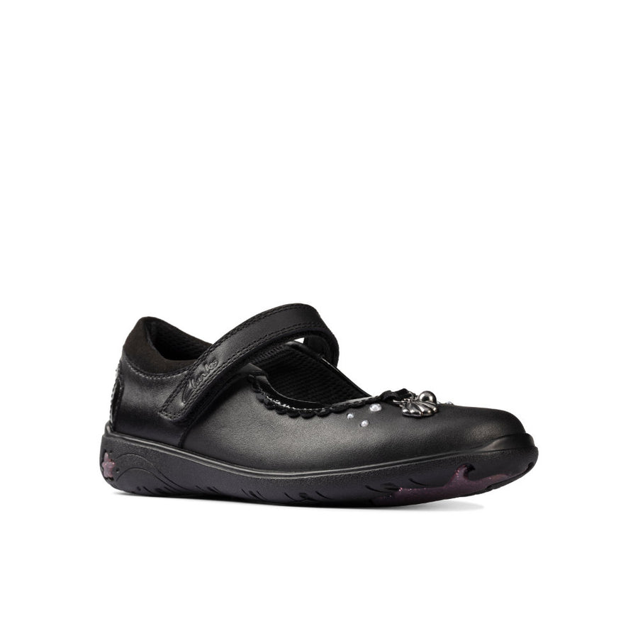 Clarks Sea Shimmer T Shoe-Black Lea F