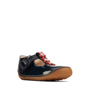 Clarks Tiny Flower T Shoes-Navy Pat F