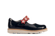 Clarks Crown Petal T Shoes-Navy Pat H