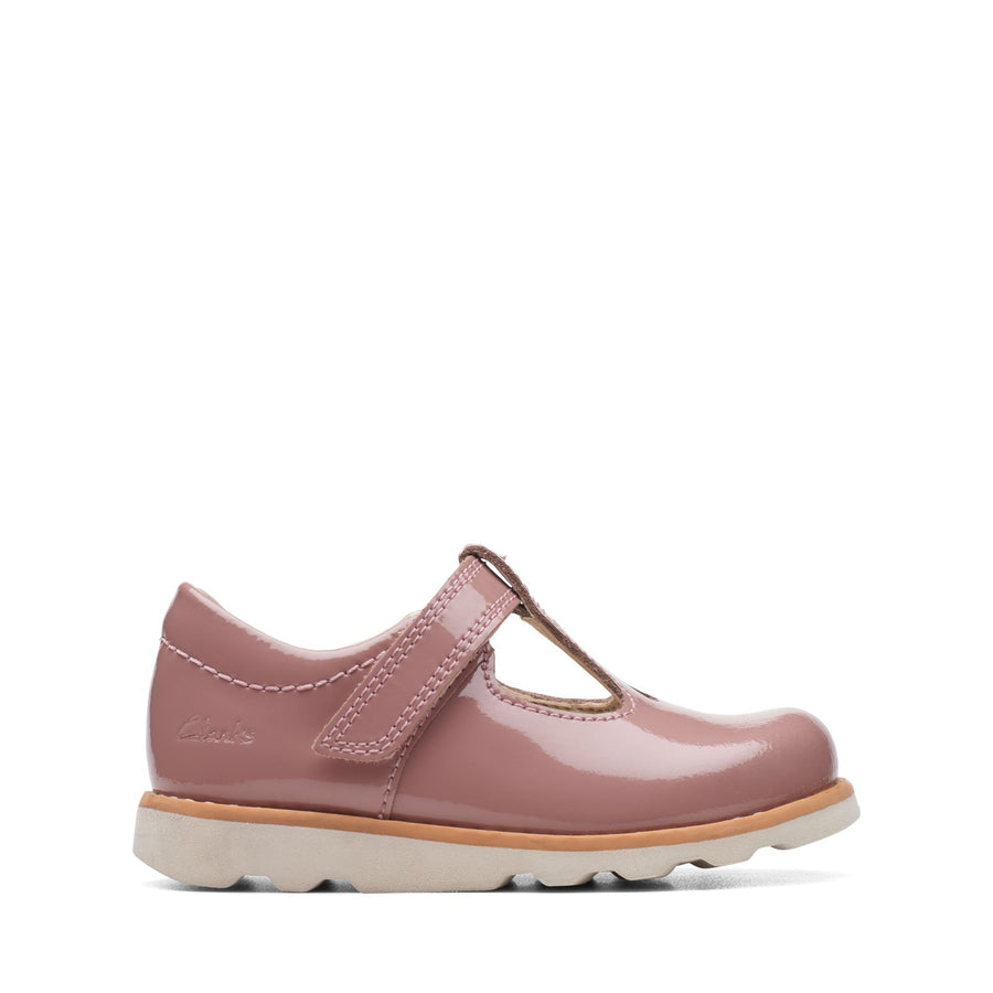 Clarks Crown Teen T Shoes-Dusty Pink F