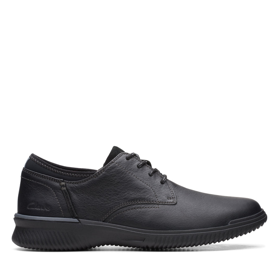 Clarks Donaway Plain Shoe-Black Lea G