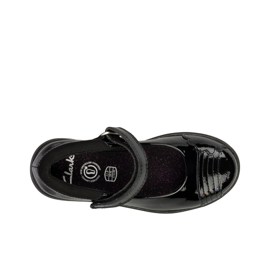 Clarks Etch Beam K Shoe-Black Pat F