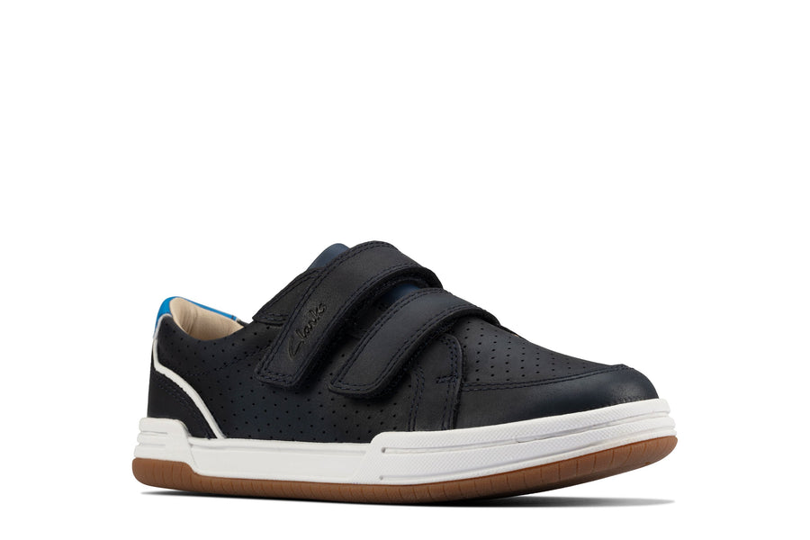 Clarks Fawn Solo K-2 Shoes-Navy Lea G