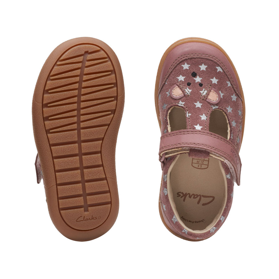 Clarks Flash Mouse T Shoes-Dusty Pink F