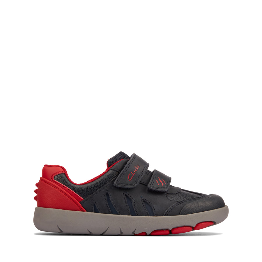 Clarks Rex Play T-2 Shoes-Navy/Red F